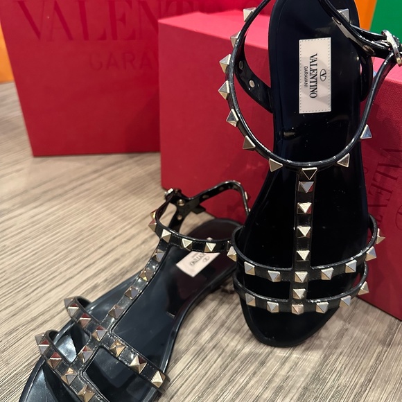 Valentino Shoes - Valentino Rockstud Jelly Flat Gladiator Sandals